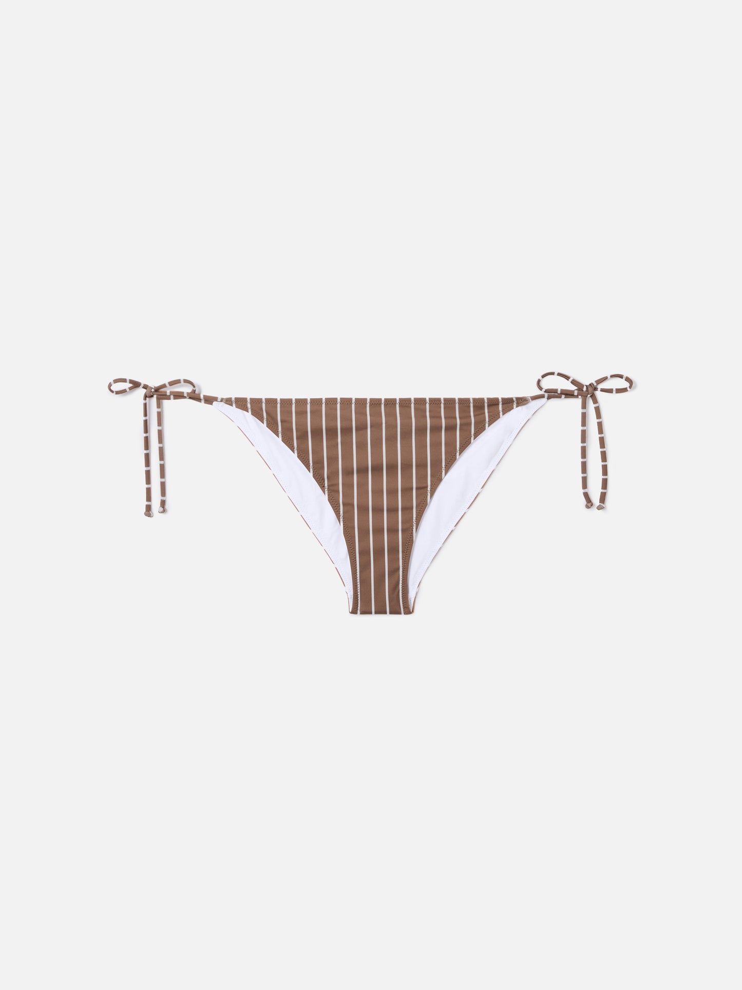 Braguita de bikini clásica Virgo en tejido elástico con estampado de rayas marrones 