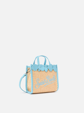 Vivian mini straw effect bag with decorative shell embroidery