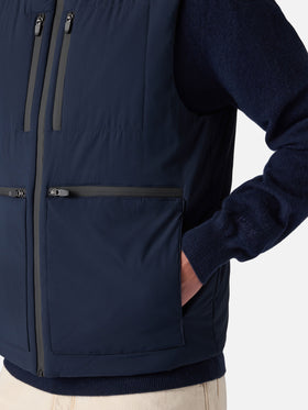 Gilet imbottito in tessuto elasticizzato blu navy da uomo Vonn