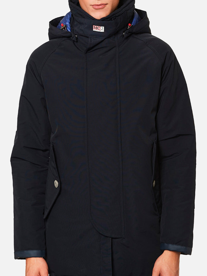 Blue navy blue hooded parka jacket Voyager - MC2 Saint Barth