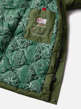 Parka da uomo con cappuccio e stampa bandana verde militare