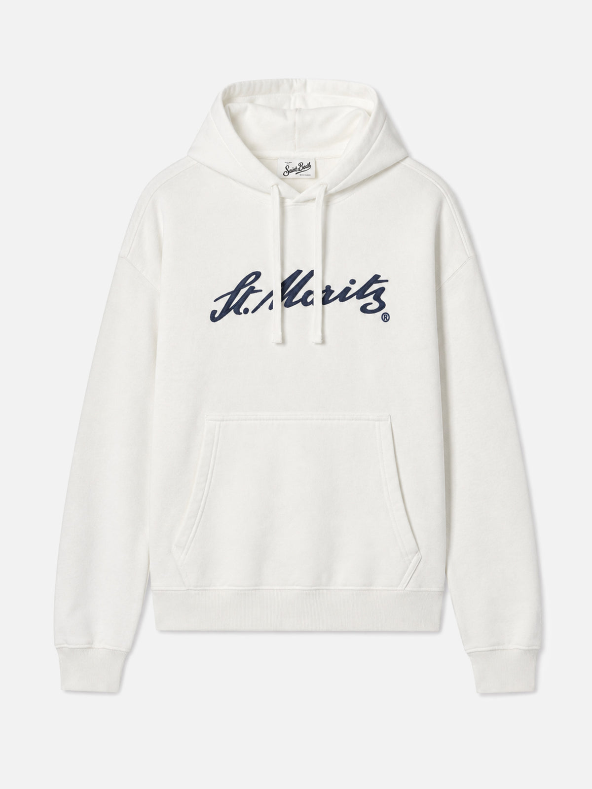 Virginia cotton hoodie in white with St. Moritz embroidery | ST. MORITZ SPECIAL EDITION