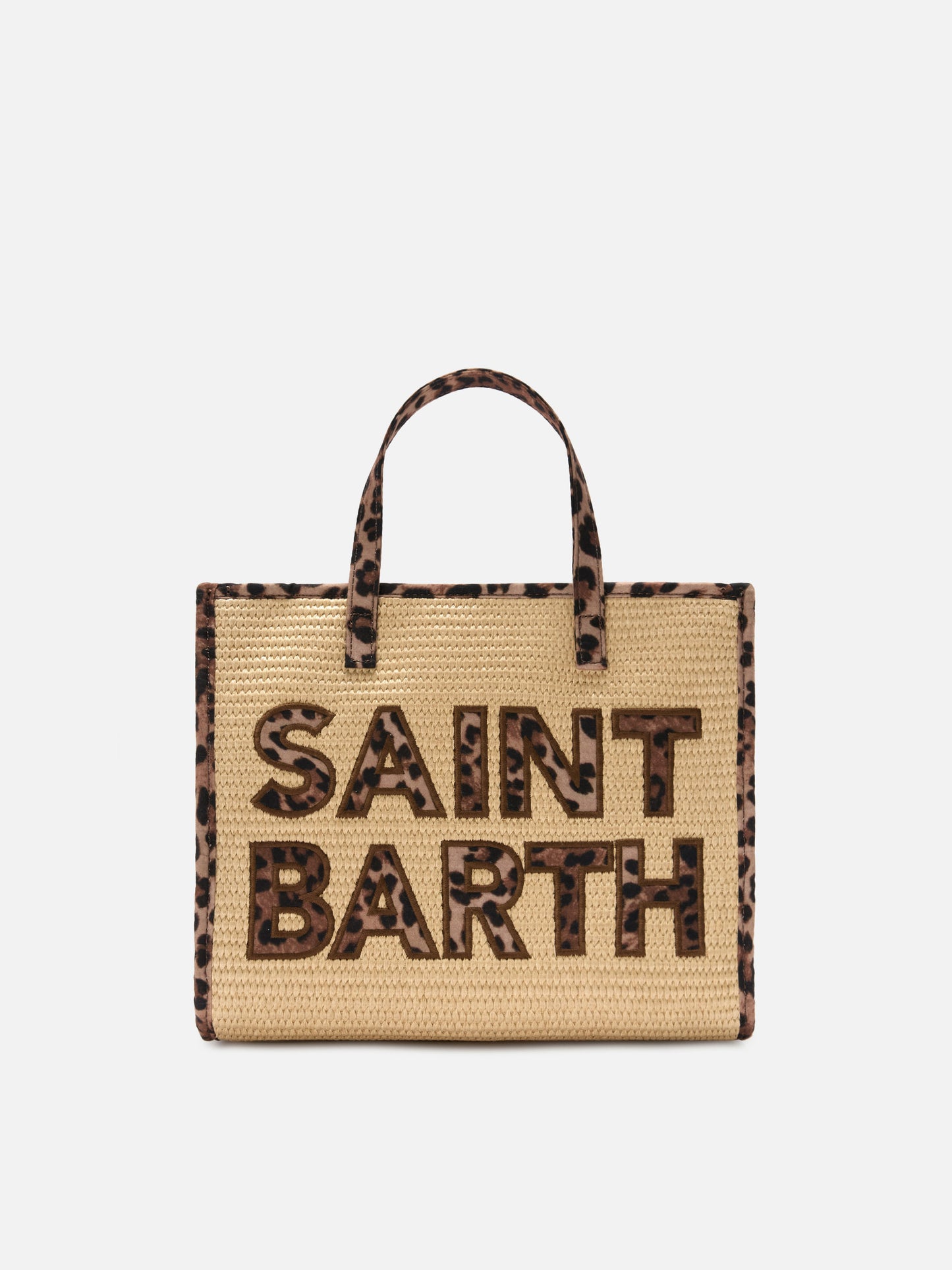 Sac medium effet raphia Vivian avec patchs logo léopard 