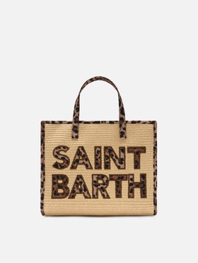 Sac medium effet raphia Vivian avec patchs logo léopard 