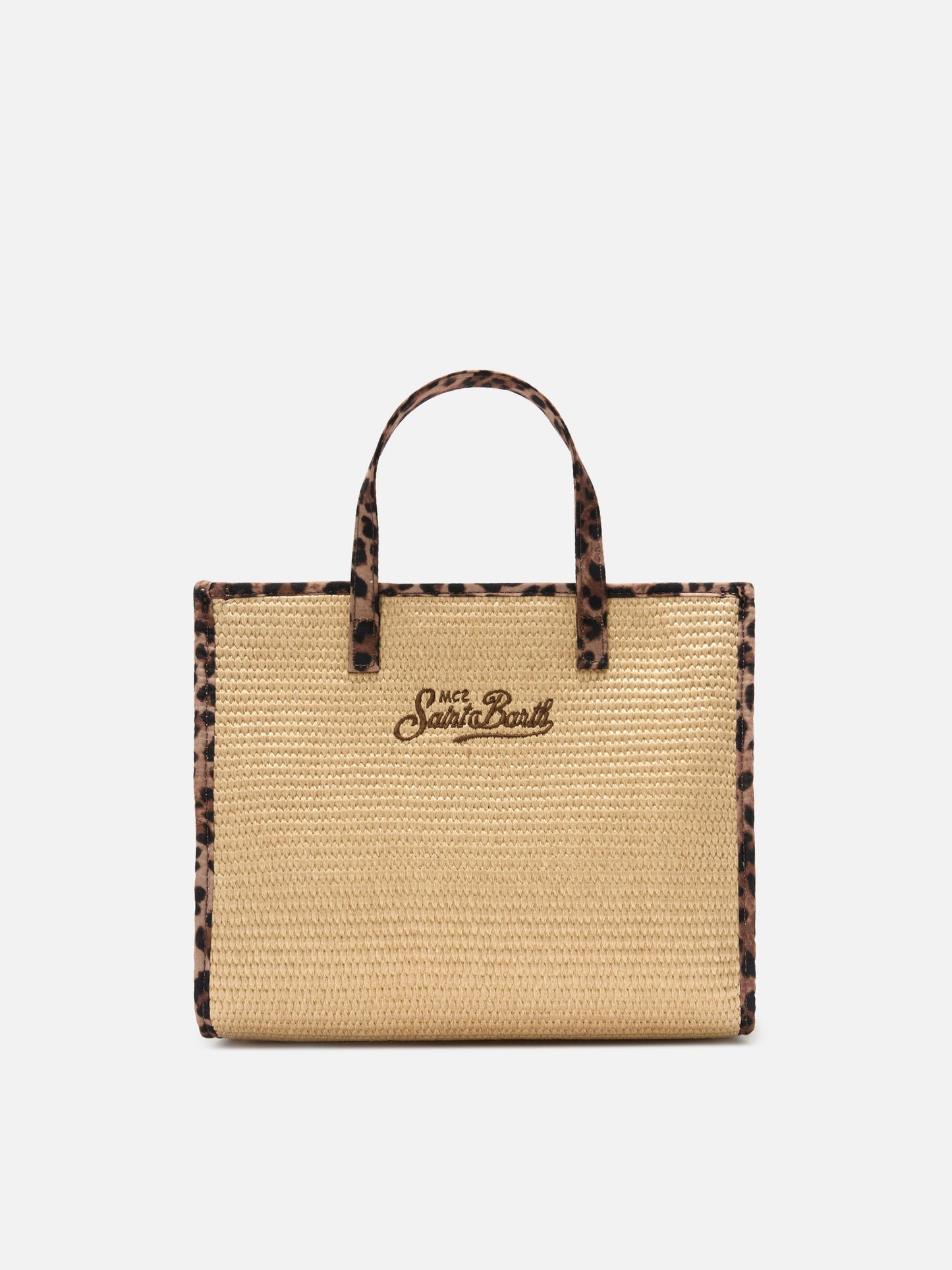 Sac medium effet raphia Vivian avec patchs logo léopard 