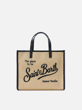 Vivian medium straw effect bag with black embroidered logo