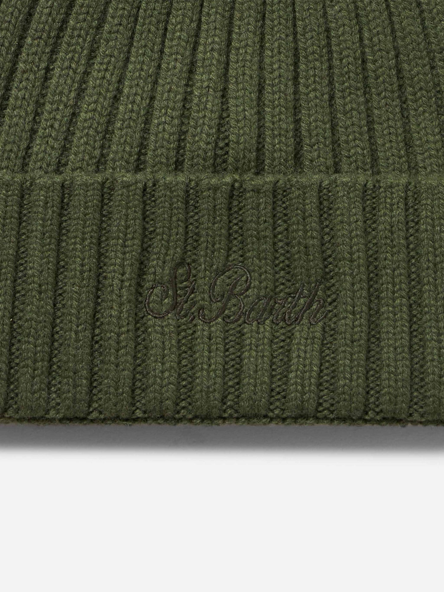 Cappello da uomo in cashmere a coste verde militare Wengen