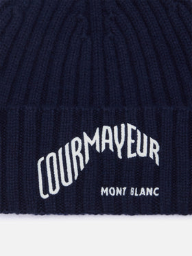 Marineblaue Wengen-Mütze blue mit Courmayeur-Stickerei | Special edition 