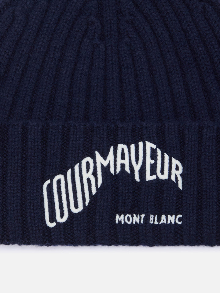 Berretto Wengen blu navy con ricamo Courmayeur | Special edition