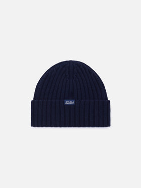Marineblaue Wengen-Mütze blue mit Courmayeur-Stickerei | Special edition 