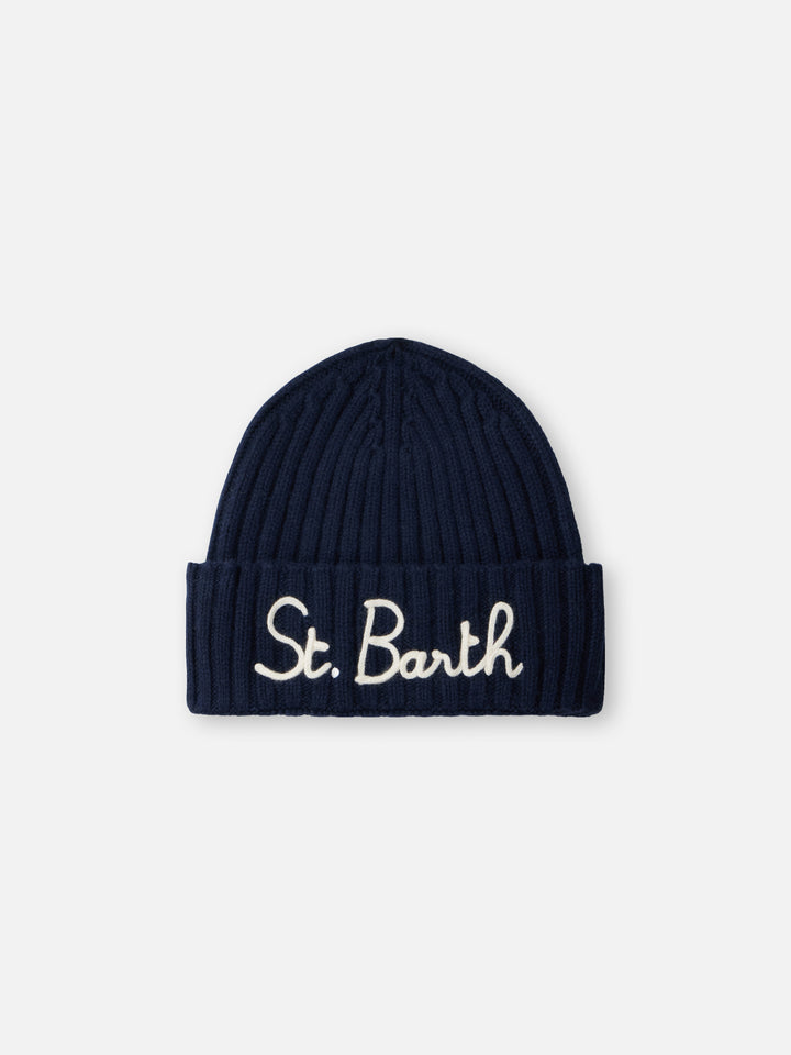 Man navy blue cashmere blend hat Wengen