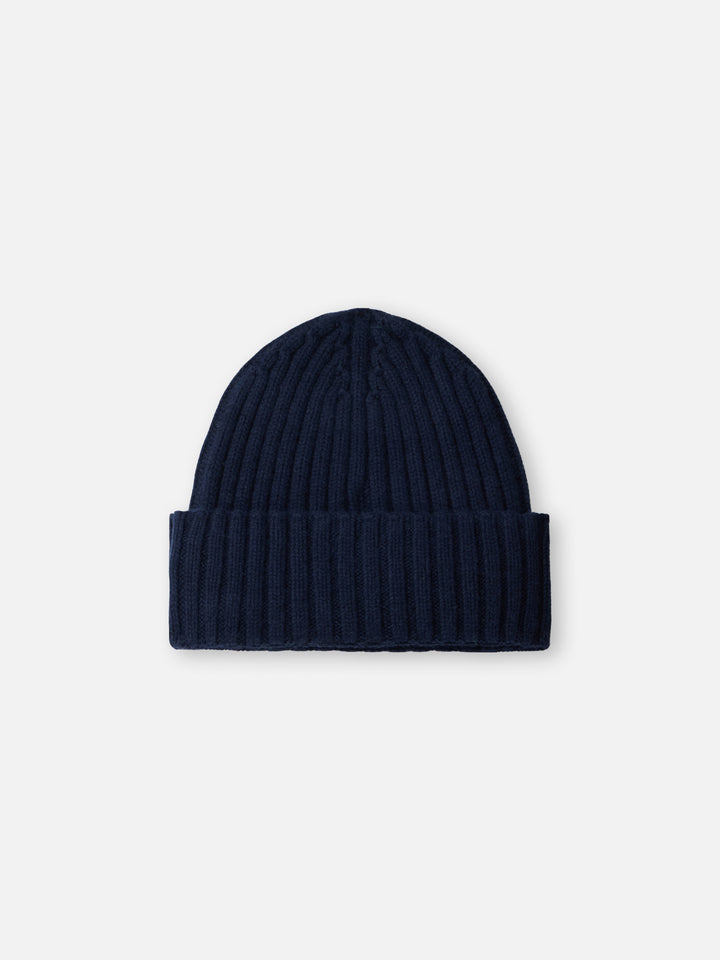 Man navy blue cashmere blend hat Wengen