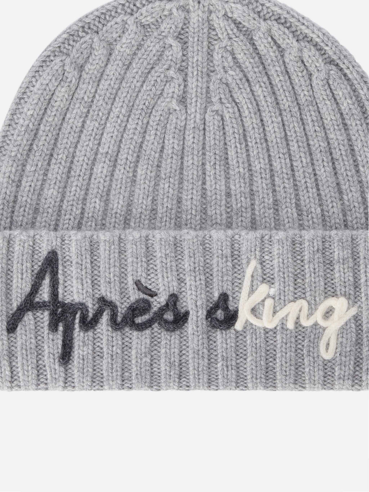 Gorro Wengen gris claro con bordado Après Sking 