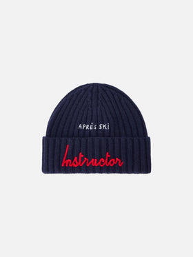 Navy blue Wengen beanie with Après Ski Instructor embroidery