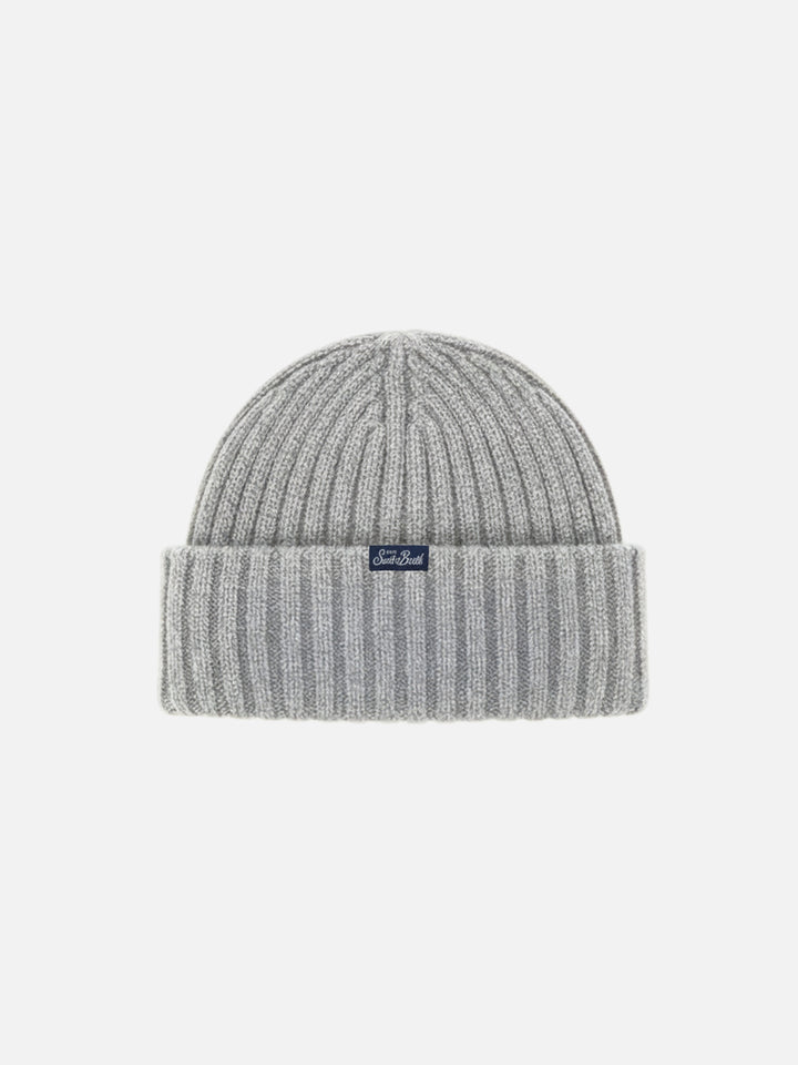 Beanie Wengen in grey cashmere blend with Super G embroidery | SUPER G SPECIAL EDITION