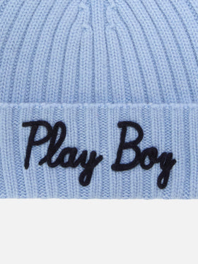 Berretto Wengen azzurro con ricamo Play Boy
