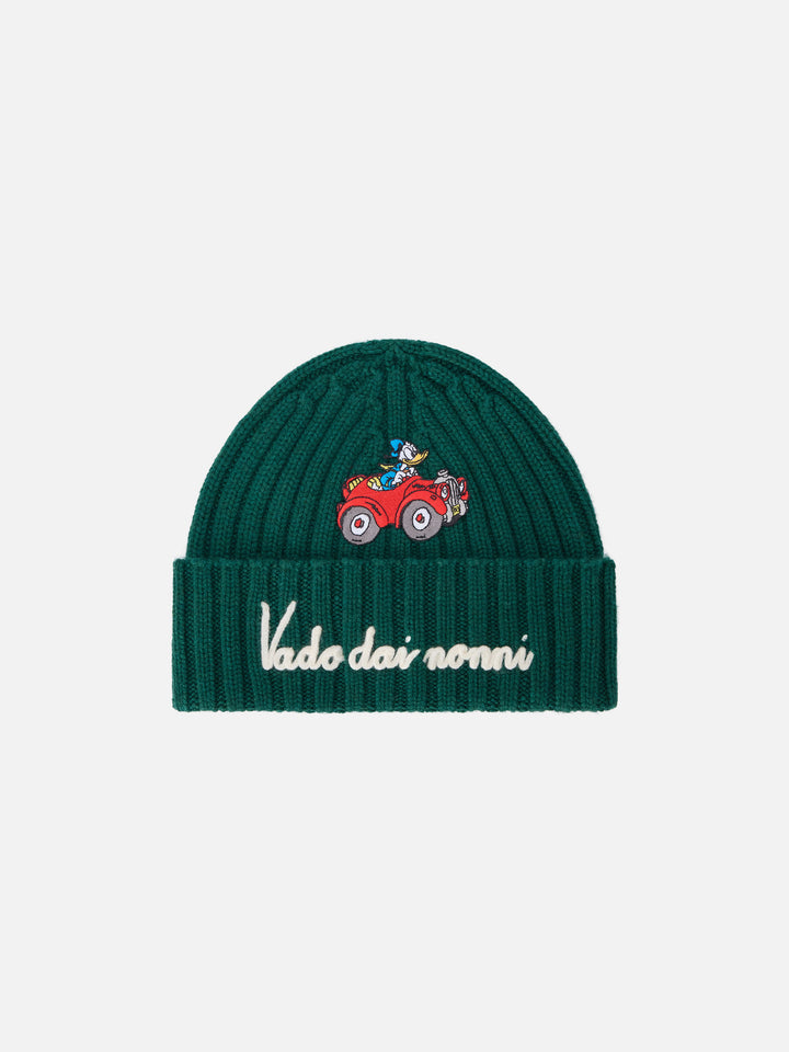 Bonnet Wengen vert avec broderie Vado Dai Nonni | Special edition 