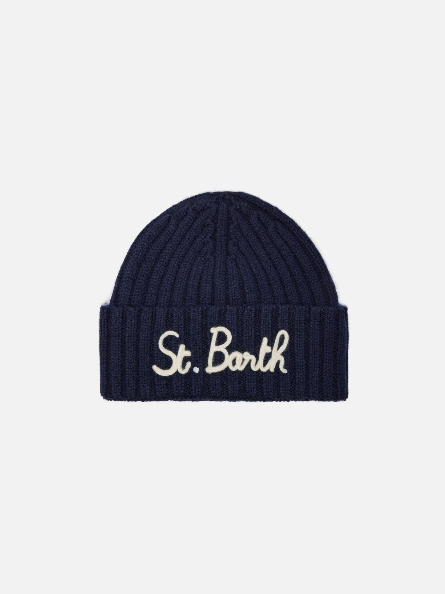 Wengen Jr beanie in cashmere blend in blue with St. Barth embroidery