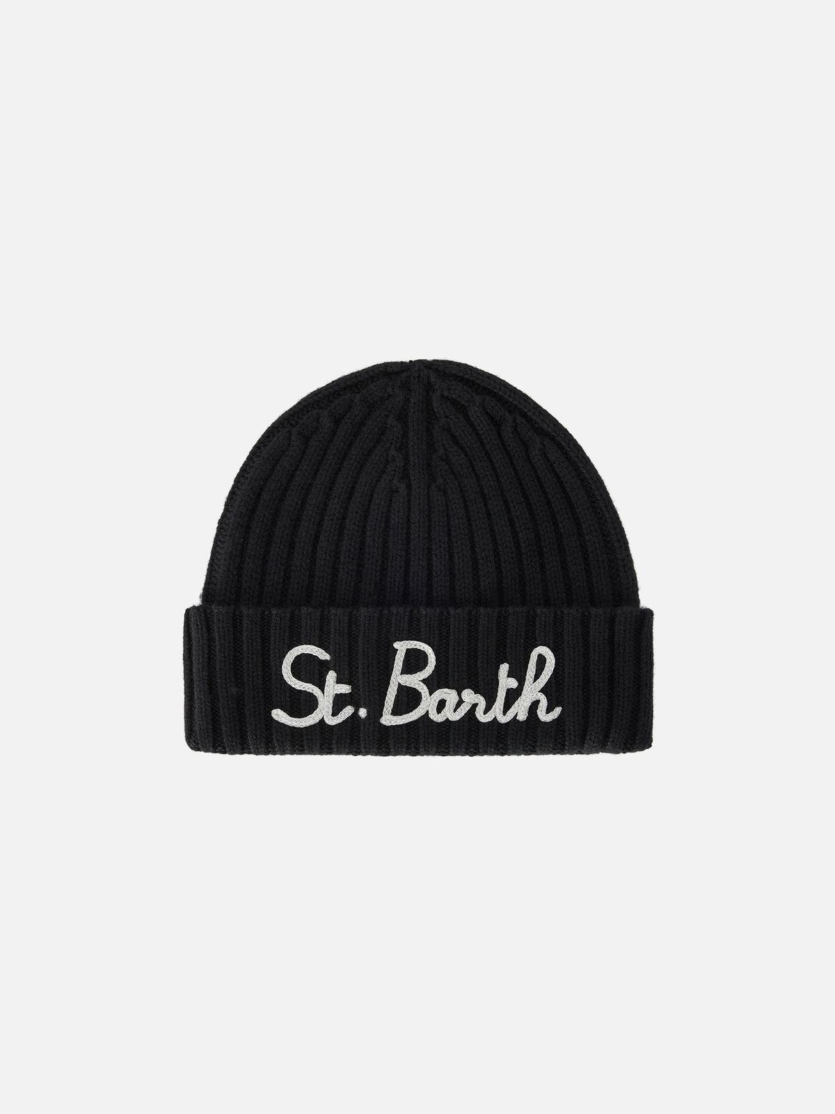 Gorro Wengen negro con bordado St. Barth 