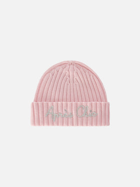 Rosafarbene Wengen-Beanie mit Après Chic-Stickerei 