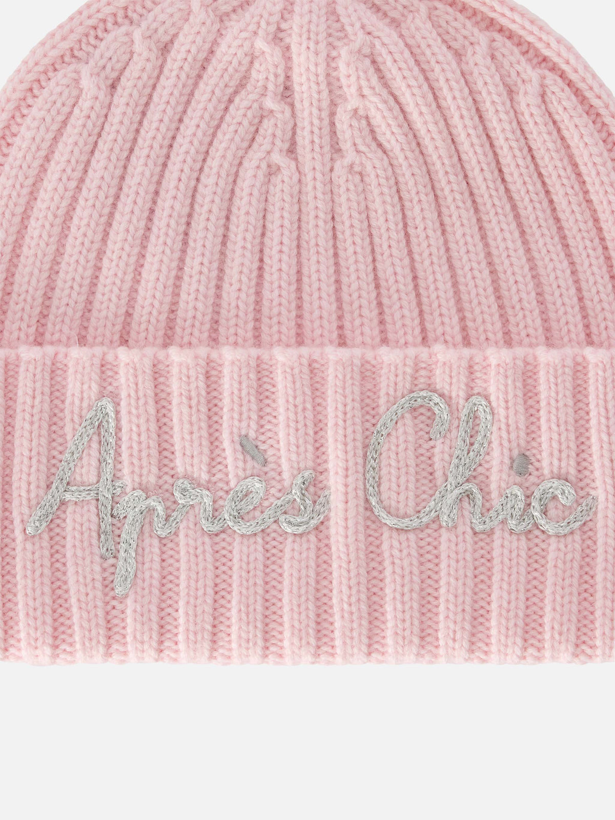 Rosafarbene Wengen-Beanie mit Après Chic-Stickerei 