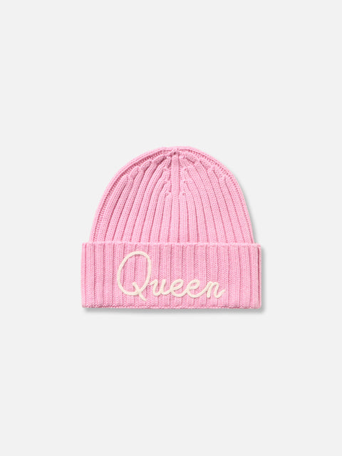 Woman pink ribbed hat Wengen with Queen embroidery - MC2 Saint Barth