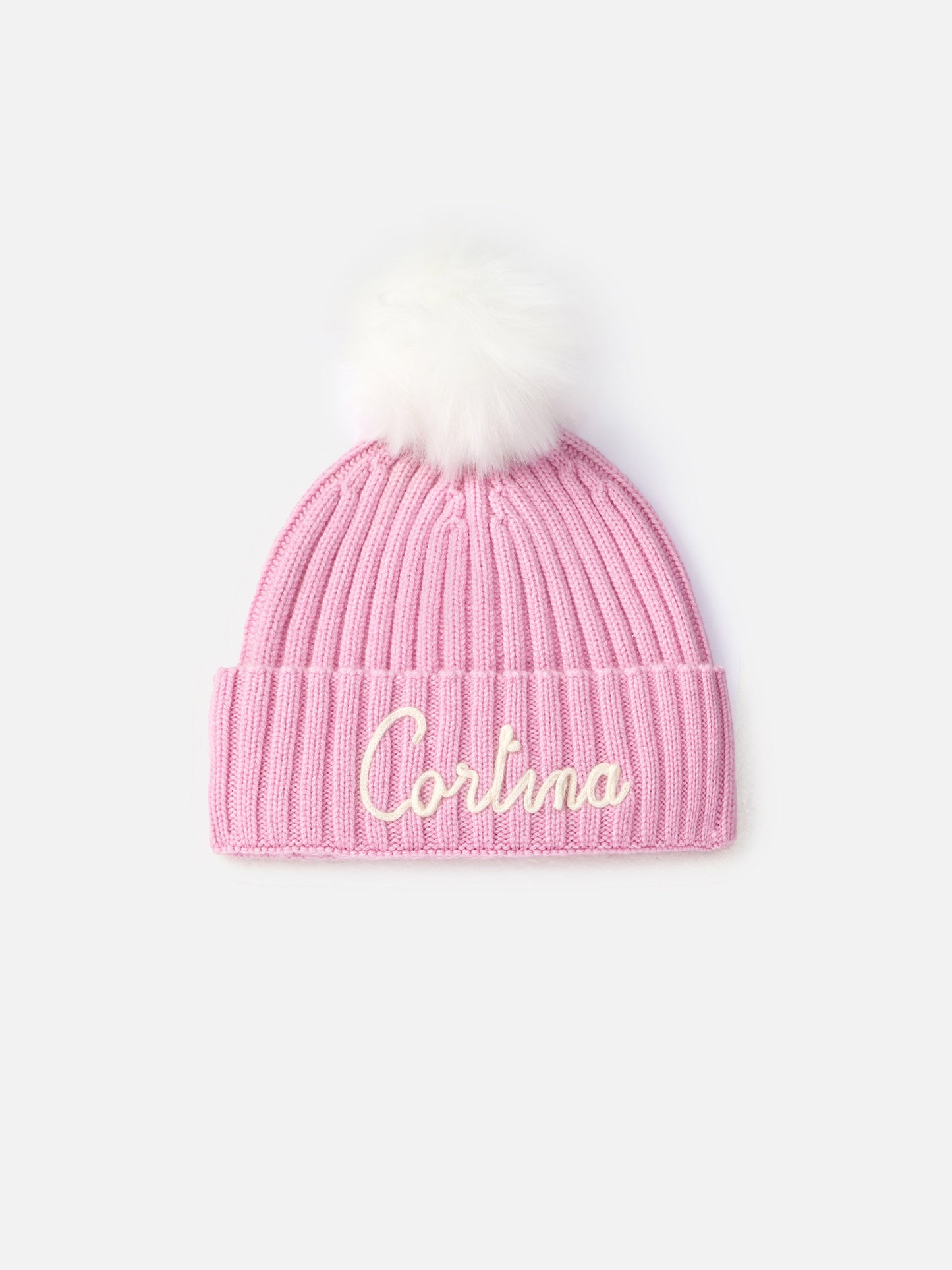 Woman pink ribbed hat Wengen with Cortina embroidery - MC2 Saint Barth