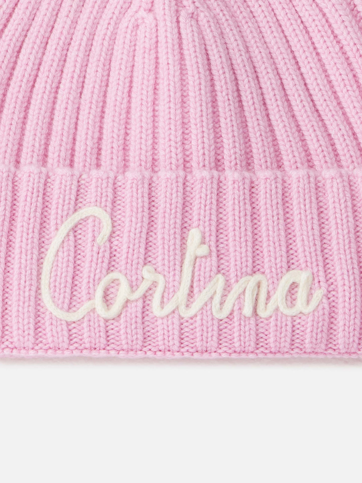 Woman pink ribbed hat Wengen with Cortina embroidery - MC2 Saint Barth