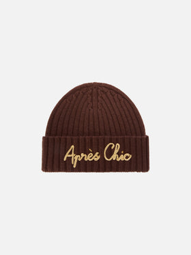 Gorro beanie Wengen marrón con bordado Après Chic 