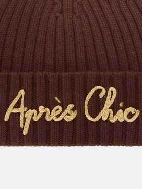 Gorro beanie Wengen marrón con bordado Après Chic 