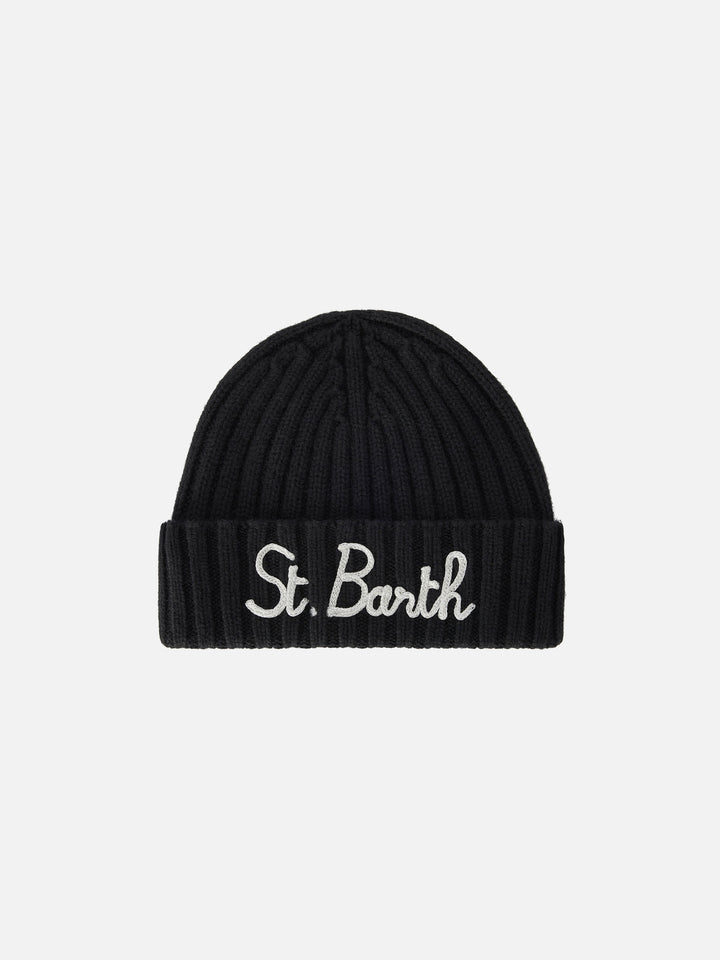Bonnet Wengen noir avec logo brodé 