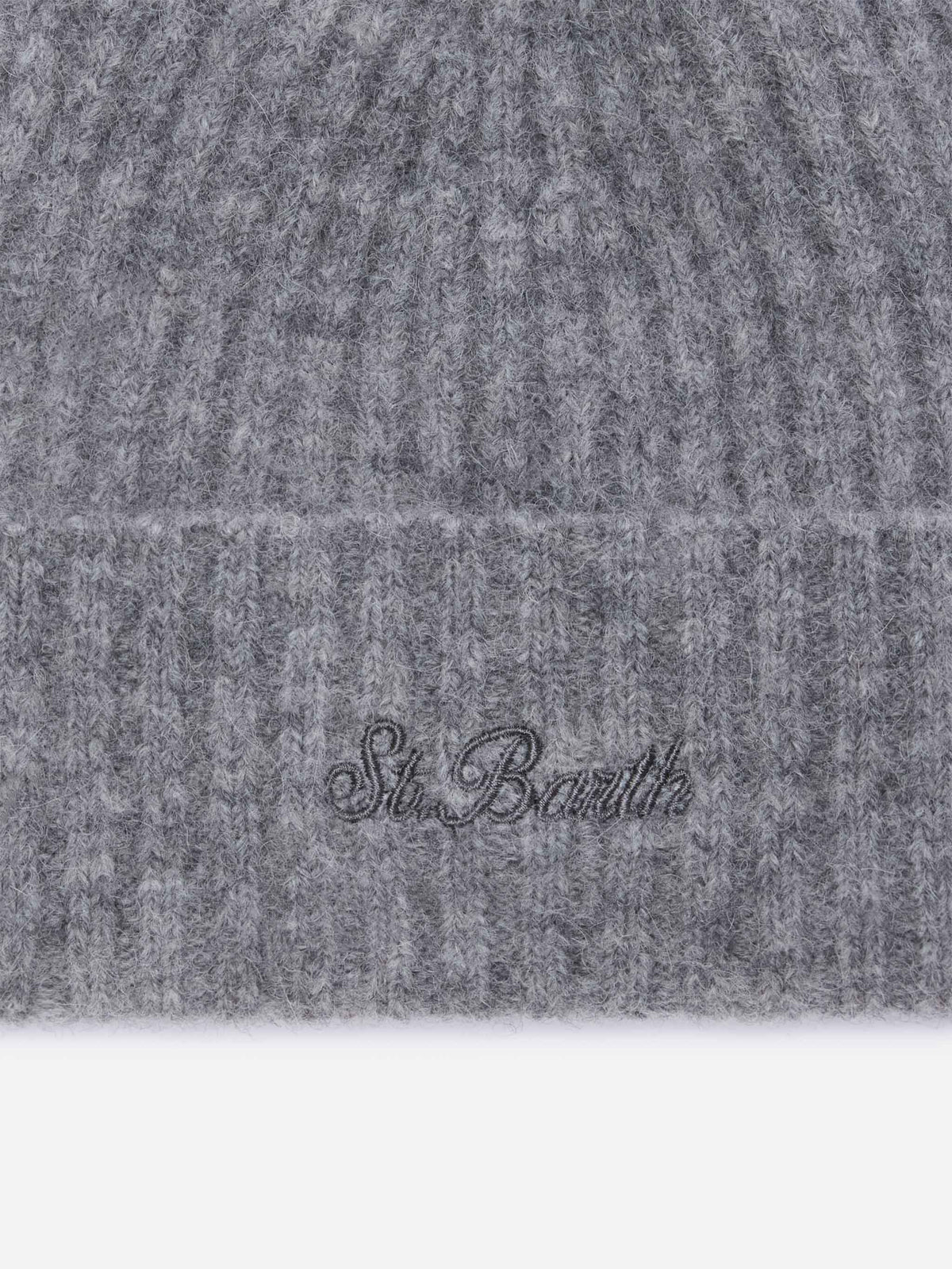 Bonnet Wengen gris en mélange d’alpaga avec broderie logo 