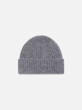 Bonnet Wengen gris en mélange d’alpaga avec broderie logo 