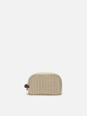 Neceser de lino Westwood con motivo de rayas beige y blanco 
