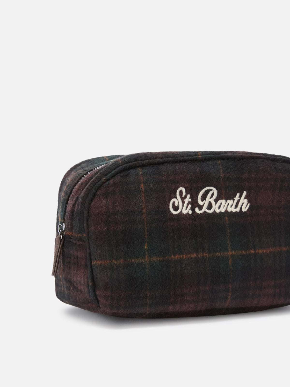 Westwood wool blend beauty case with tartan pattern
