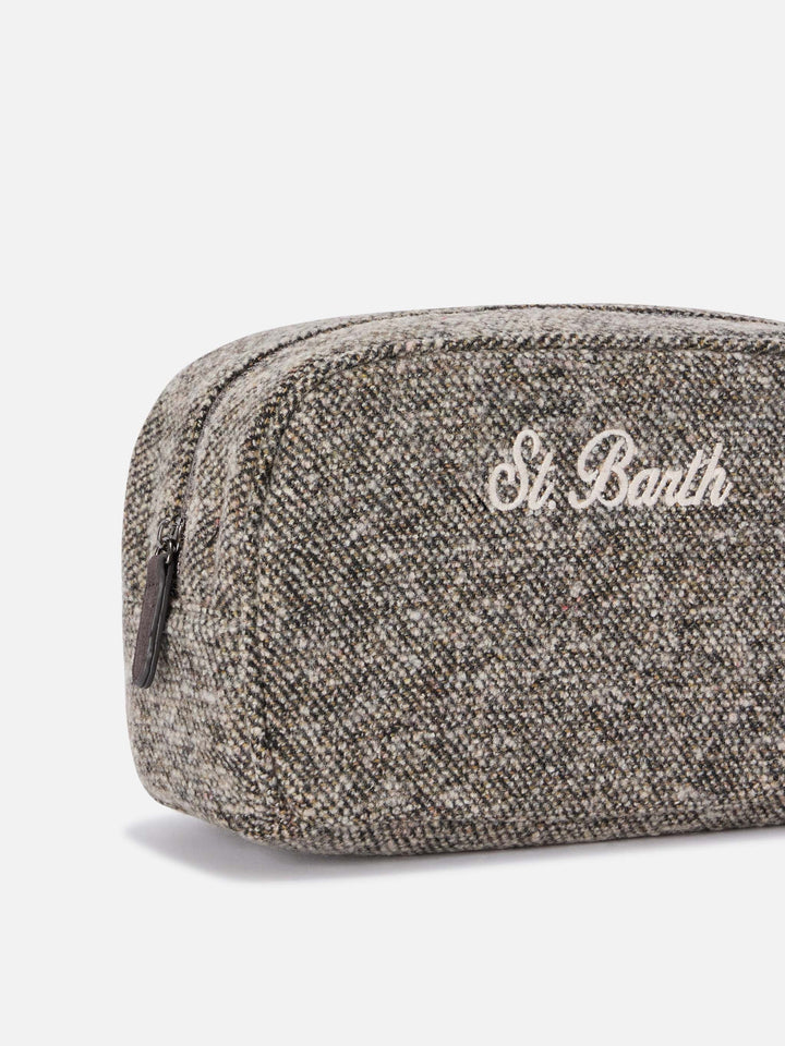 Grey Westwood wool blend beauty case with twill pattern