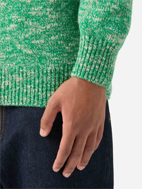 Green Wesley wool half zip knit with mouliné knit