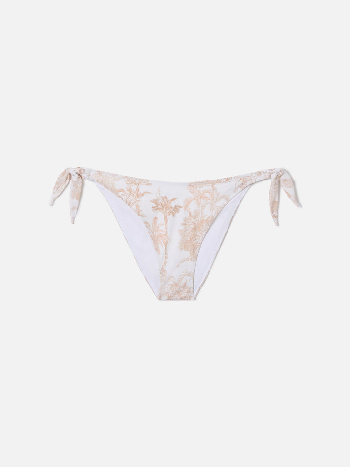 Gaia Yali white and beige toile de jouy bikini
