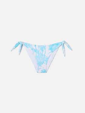 Bas de bikini classique Yali avec imprimé toile de Jouy bleu clair 