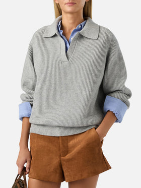 Pull en laine Grey Yaoni à col polo 