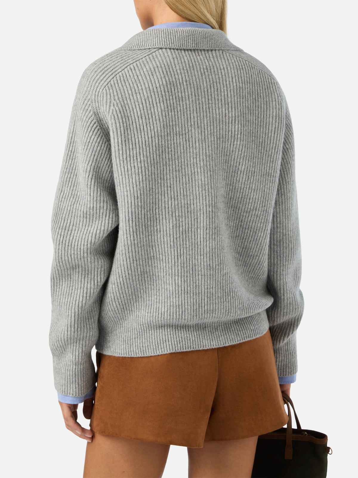 Pull en laine Grey Yaoni à col polo 