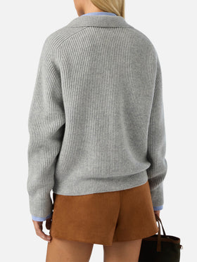 Pull en laine Grey Yaoni à col polo 