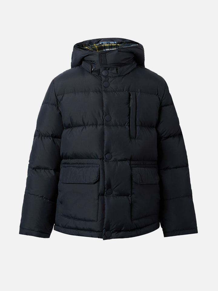 Hooded down padded jacket Young in navy blue