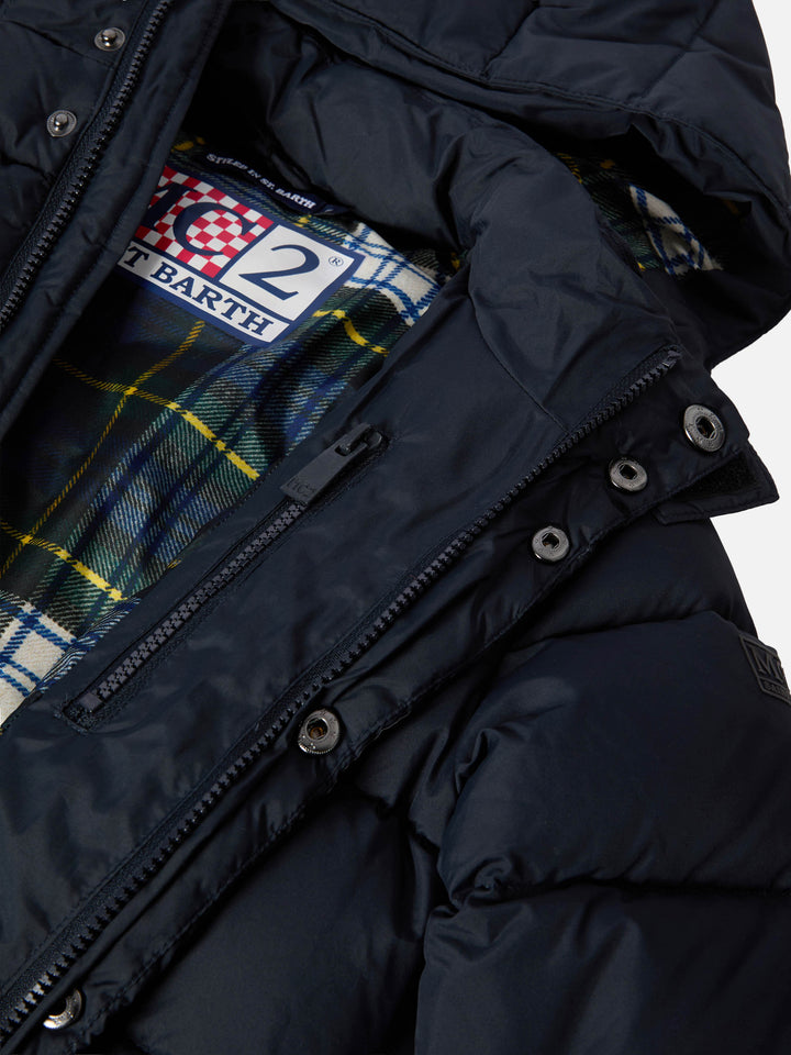 Hooded down padded jacket Young in navy blue