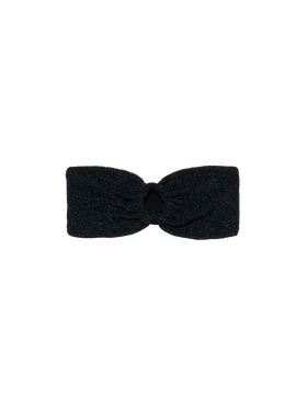 Yulia top bikini a fascia in tessuto crinkle lurex nero