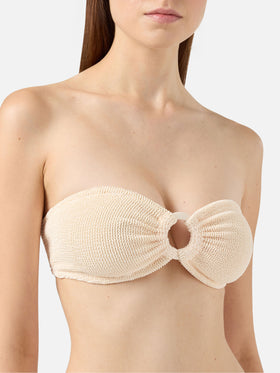 Bandeau bikini Yulia Naomi in crinkle beige