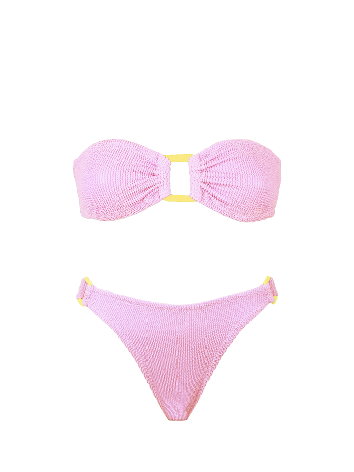 Bikini a fascia Yulia Evelyn in crinjkle rosa