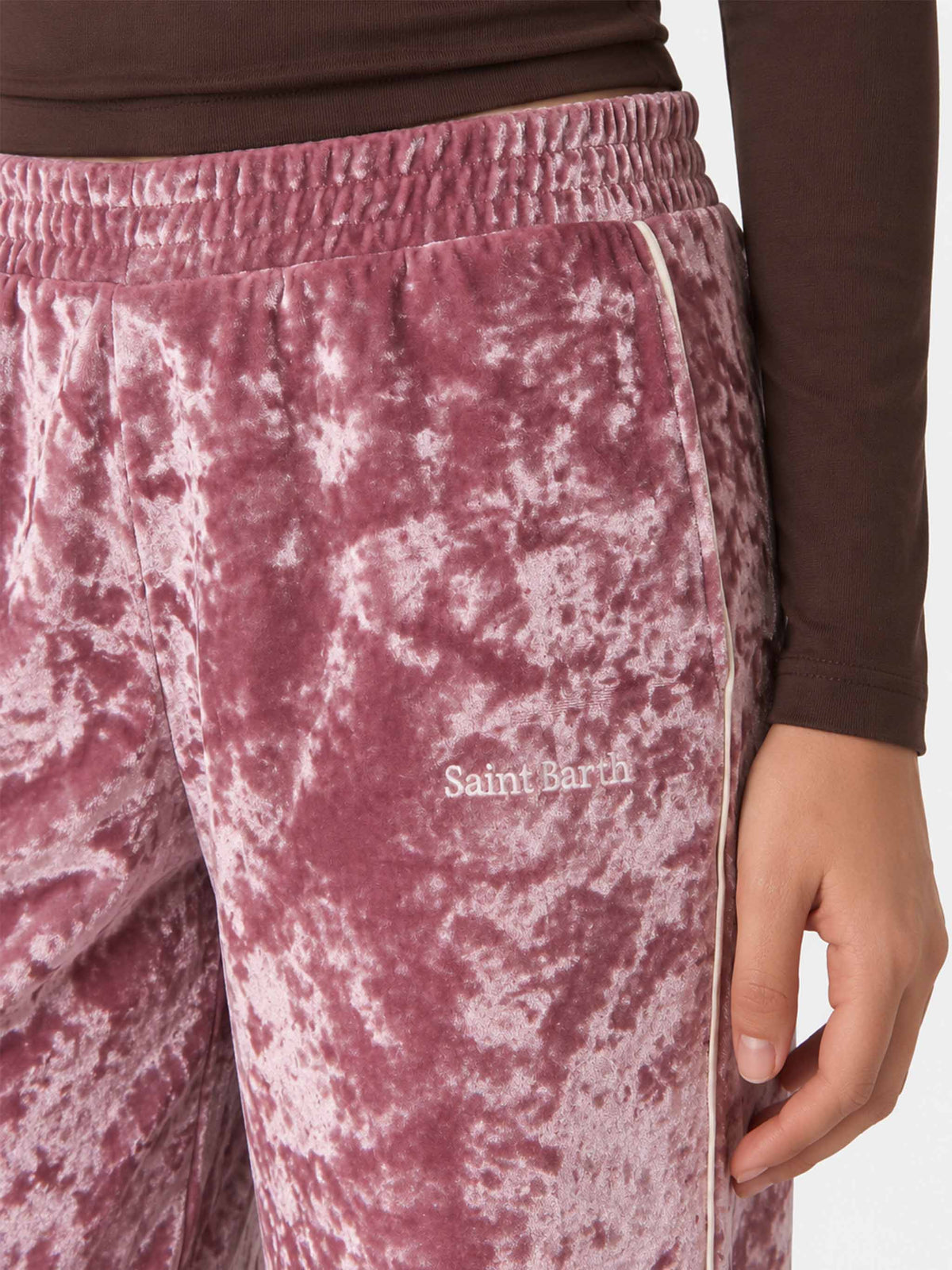 Yvonne pink chenille jogger pants