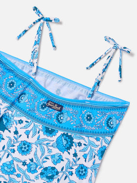 Zadig one-piece swimsuit with blue batik floral print