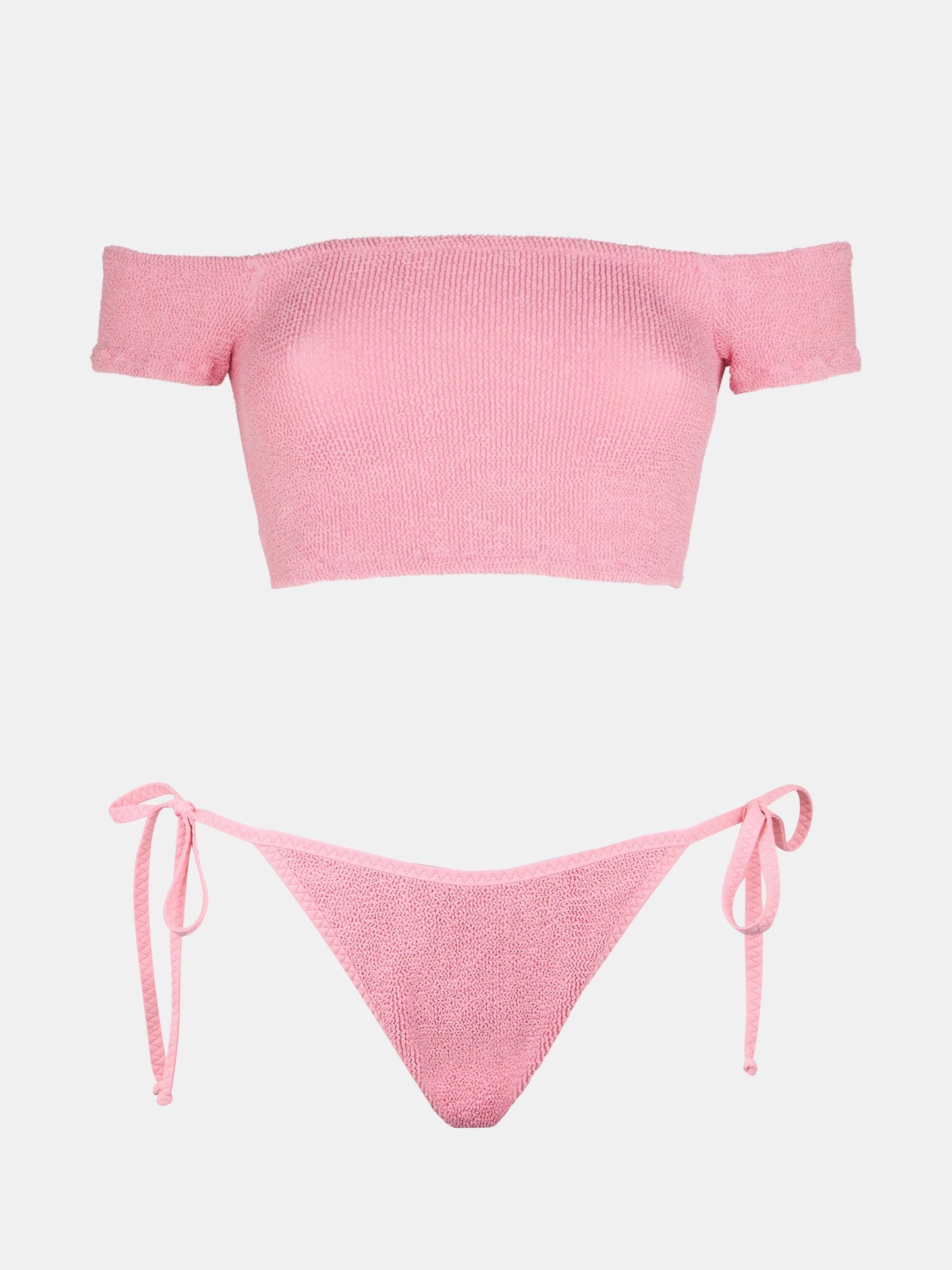 Wide shoulder strap bikini Zena Marielle in pink crinkle